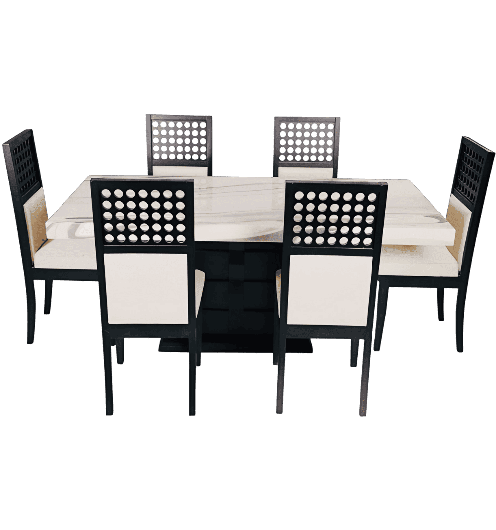 Akansha Marble Dining Table Set (1+6)