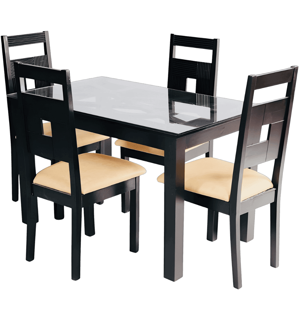 Darpanika Dining Table Set (1+4) With Plain Glass Top