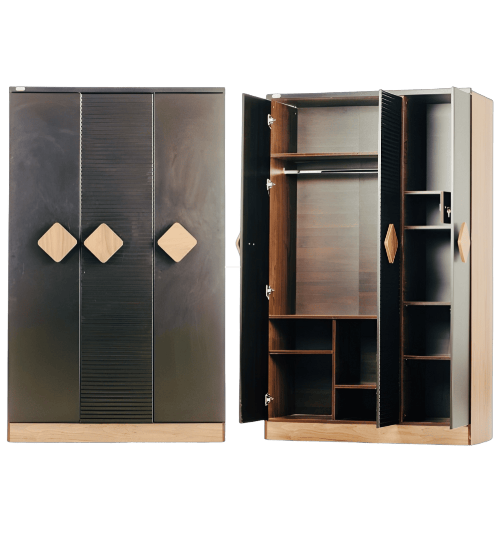 Flo 3 Door Wardrobe (Wenge & White PU)